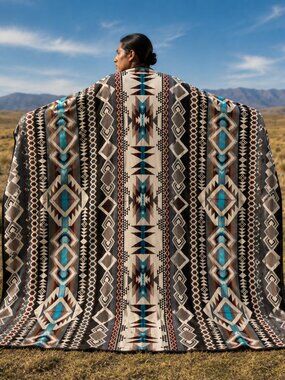 Handwoven Queen Alpaca Blanket | Native American Western Southwestern Home Decor